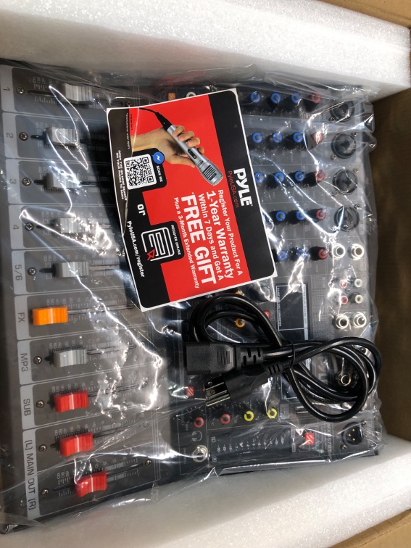 Photo 1 of Pyle 6-Channel Bluetooth Studio Audio Mixer - DJ Sound Controller Interface with USB Drive for PC Recording Input, XLR Microphone Jack, 48V Power, I/O for Professional and Beginners - PMXU67BT 6 Channel Pro Studio Audio Mixer