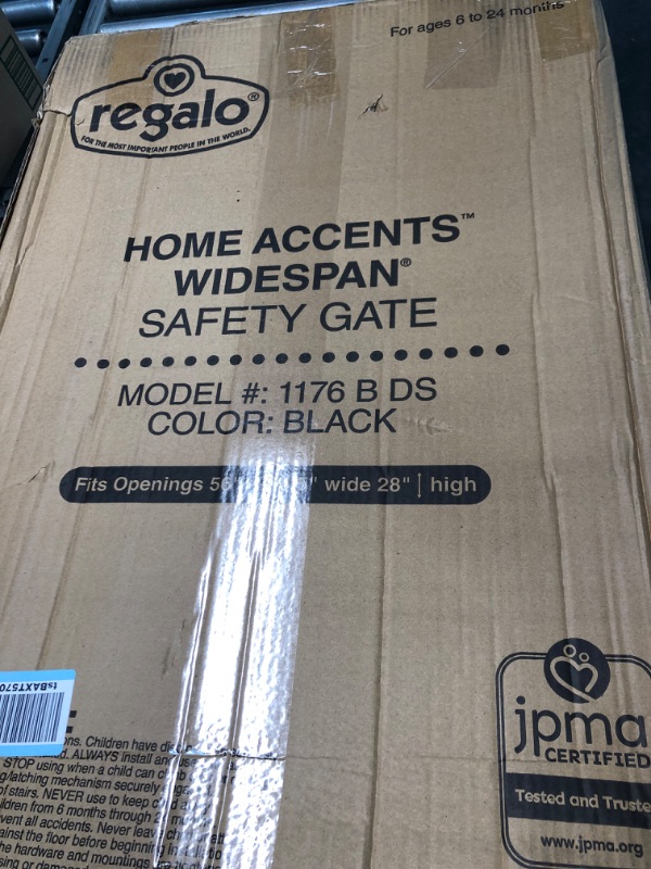 Photo 1 of Regalo Deluxe Home Accents Widespan Safety Gate, 74.5" W x 28" H, Includes 4 Wall Mounts , Black 74 Inch Black