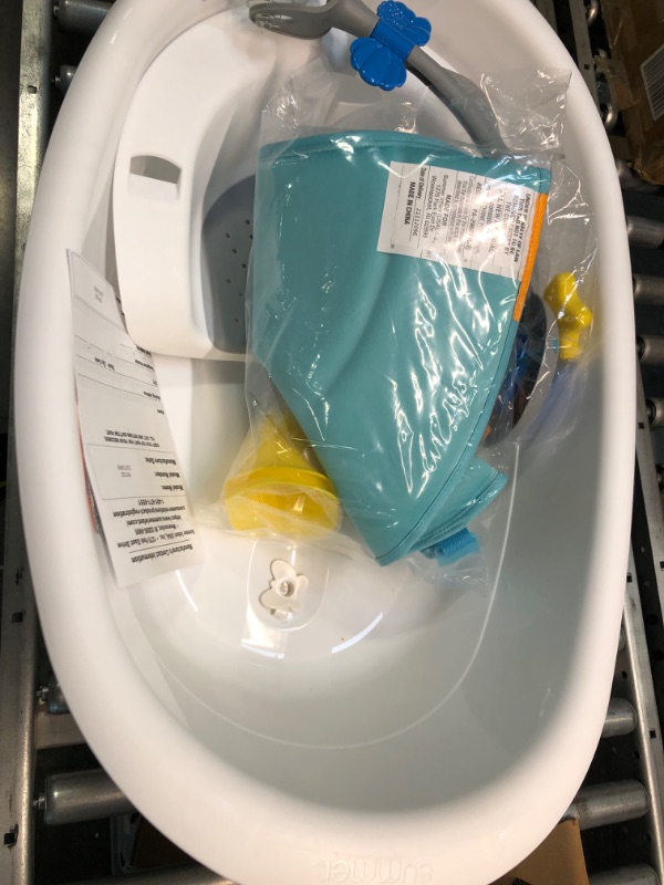 Photo 1 of Summer Gentle Support Multi-Stage Tub with Toys - for Ages 0-24 Months - Includes Soft Support, Toy bar and Bath Toys, A Hook for Storage and Dying, and A Drain Plug, White/Blue, One Size White/Teal