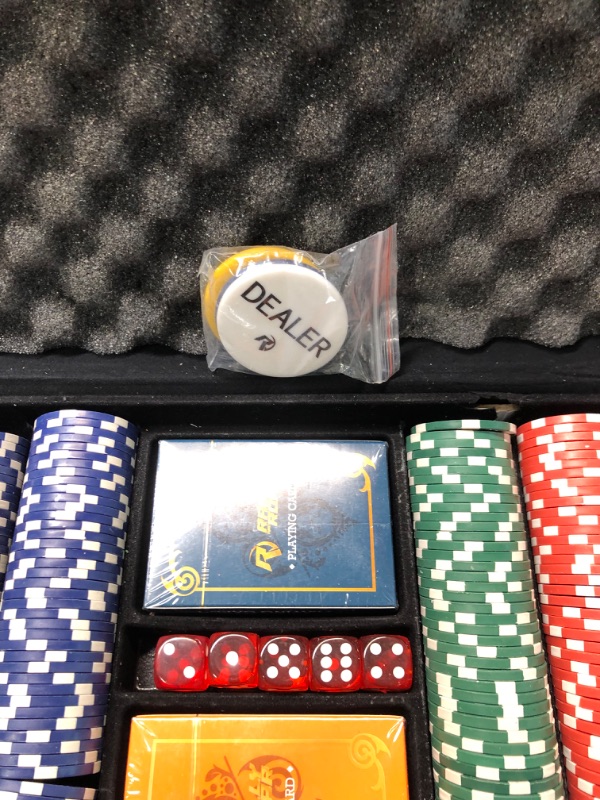 Photo 1 of Rally & Roar Professional 200, 300 or 500 Chips (11.5g) Poker Set with Case - 3 Options - Complete Poker Playing Game Sets with Casino Style Chips, Cards, Dice, Aluminum Color Case & Keys