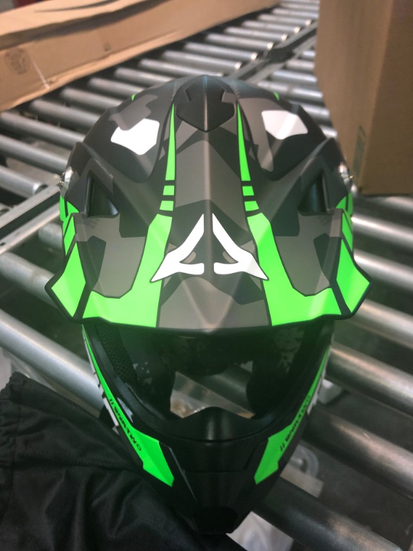 Photo 6 of TRIANGLE Youth Kids Dirt Bike Helmet Offroad ATV Motocross Helmets DOT Approved SIZE--Large Green