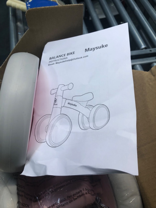 Photo 1 of Maysuke Baby Balance Bike Toys for 1 Year Old Girls Gifts, Toddler Bike 10-24 Month First Birthday Gift with 4 Wheels, No Pedal (Baby Pink)