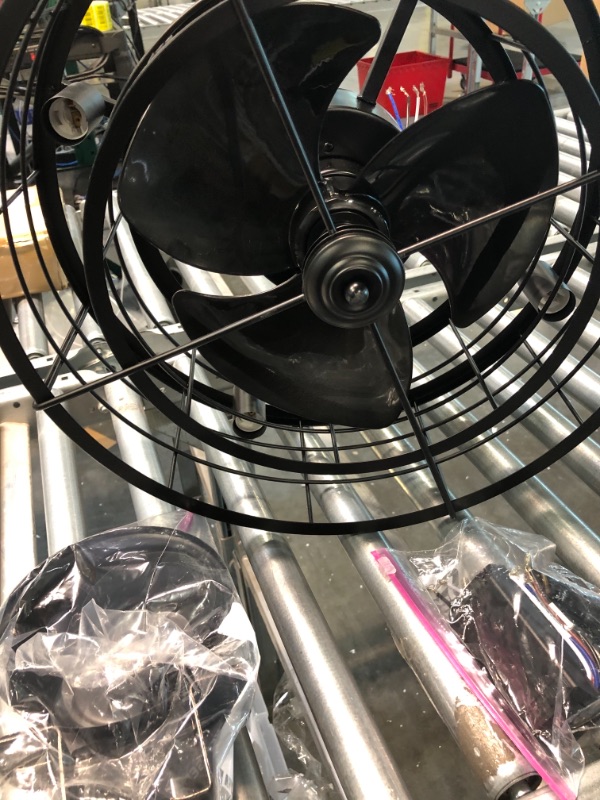Photo 1 of 18in Matte Black LED Indoor Cage Ceiling Fan with Light Remote (3-Blade)