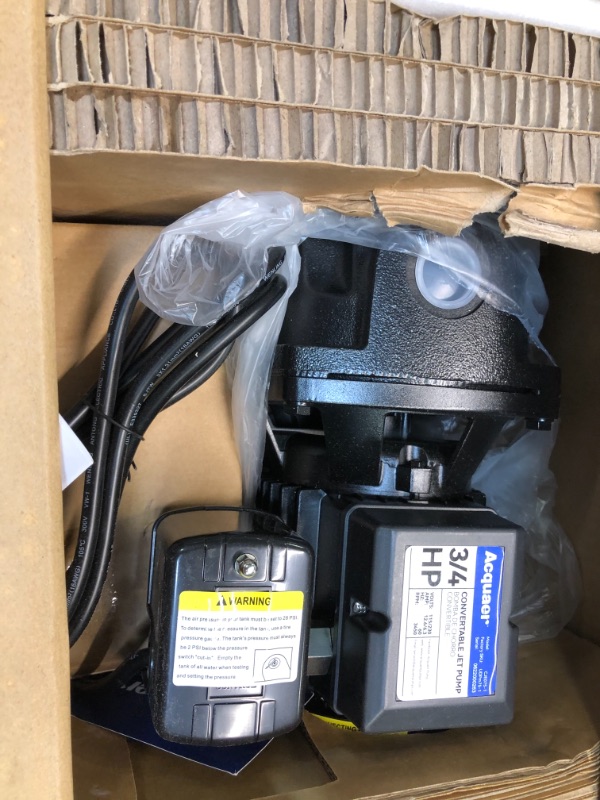 Photo 3 of Acquaer 3/4HP Shallow/Deep Well Jet Pump, Cast Iron Convertible Pump with Ejector Kit, Well Depth Up to 25ft or 90ft, 115V/230V Dual Voltage, Automatic Pressure Switch 3/4HP Convertible