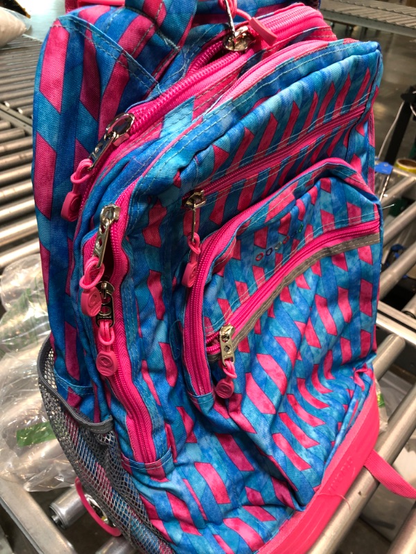 Photo 5 of J World New York Sundance Rolling Backpack Girl Boy Roller Bookbag, PINK, 20 X 13 X 9 (H X W X D)
