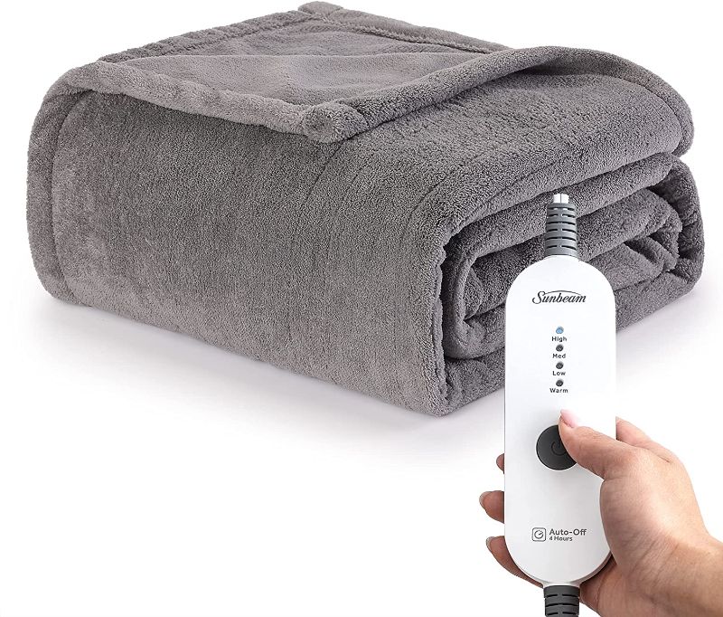 Photo 1 of 
Sunbeam Royal Luxe Dove Grey Heated Personal Throw / Blanket, Cozy-Warm, Adjustable Heat Settings