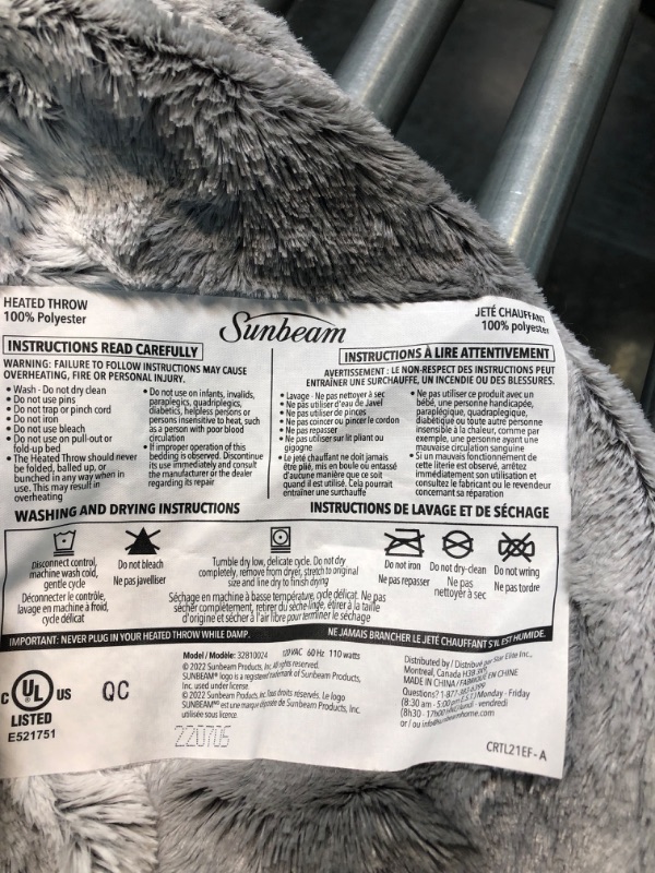 Photo 4 of 
Sunbeam Royal Luxe Dove Grey Heated Personal Throw / Blanket, Cozy-Warm, Adjustable Heat Settings