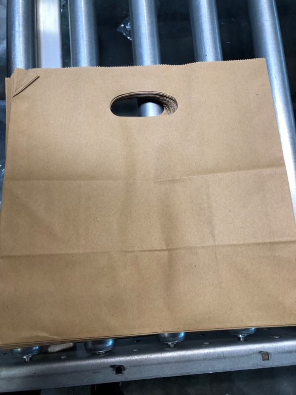 Photo 3 of Die Cut Kraft Handle Bag 11''x6''x11'', Natural, 500 Bags/Box