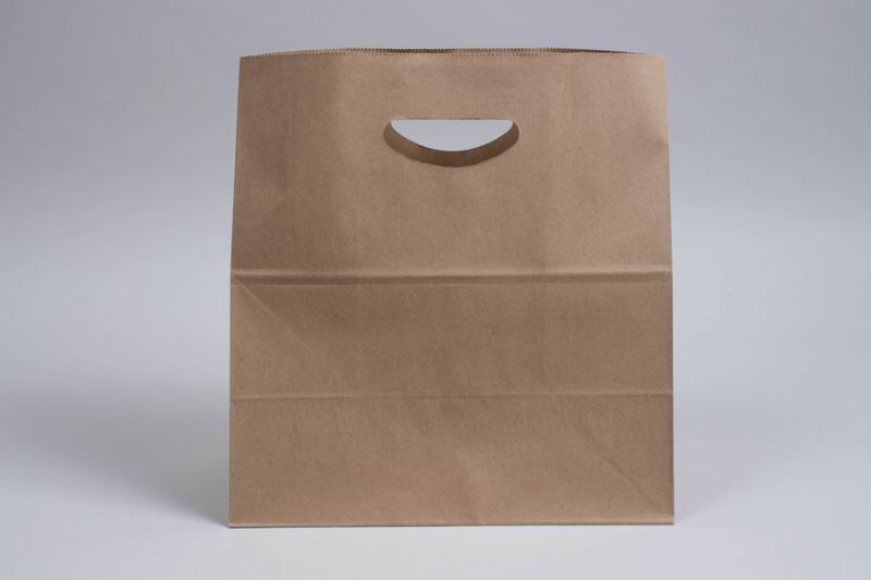 Photo 1 of Die Cut Kraft Handle Bag 11''x6''x11'', Natural, 500 Bags/Box