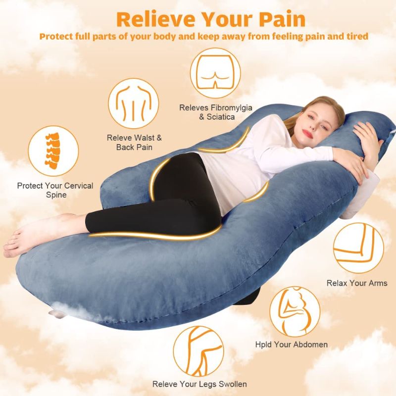 Photo 1 of Chilling Home Pregnancy Pillows for Sleeping, U Shaped Body Pillow Pregnant Pillows for Sleeping Full Body Pillow, Pregnancy Must Haves Maternity Pillows 60 in Pregnancy Body Pillow with Velvet Cove