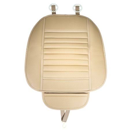 Photo 1 of Frcolor 1Pc Universal Car Seat Cover Non-slip PU Auto Protector Seat Support Case Waterproof Front Seat Cover (Beige)