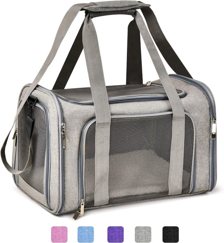 Photo 1 of  Cat Carriers Dog Carrier Pet Carrier for Small Medium Cats Dogs Puppies up to 15 Lbs, TSA Airline Approved Small Dog Carrier--COLOR GREY