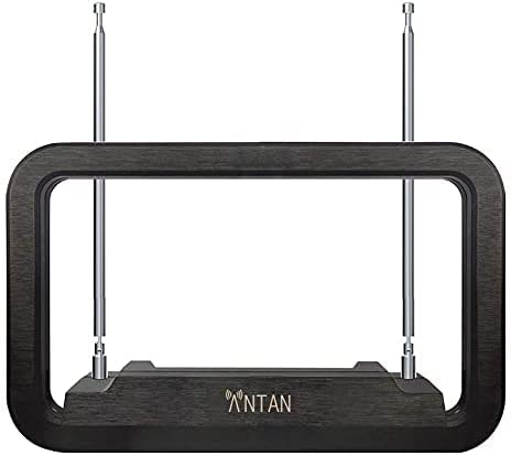 Photo 1 of ANTAN DVB-T655VA Indoor TV Antenna 25-35 Miles Range -Support 8K 4K 1080P UHF VHF Freeview Channels with Longer 10ft Coaxial Cable, Black
