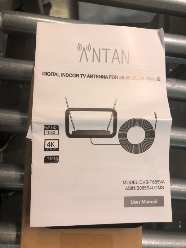 Photo 3 of ANTAN DVB-T655VA Indoor TV Antenna 25-35 Miles Range -Support 8K 4K 1080P UHF VHF Freeview Channels with Longer 10ft Coaxial Cable, Black
