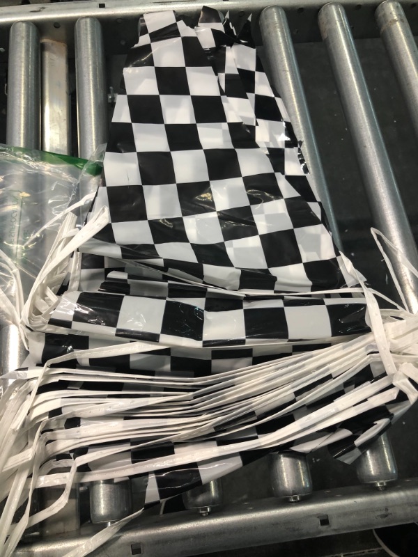 Photo 4 of Black and White Checkered Super Plastic Flag Banner