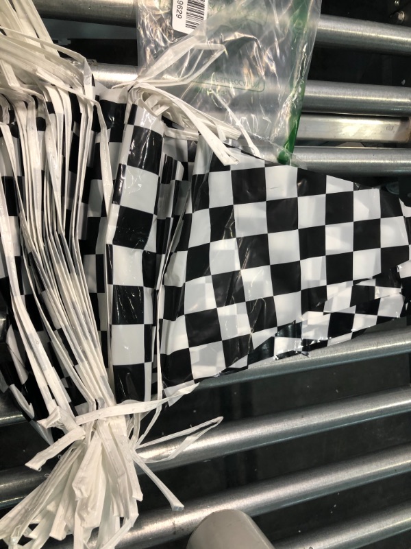 Photo 3 of Black and White Checkered Super Plastic Flag Banner