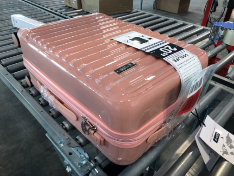 Photo 4 of Coolife Luggage Suitcase expandable (only 20”) ABS+PC Spinner suitcase with TSA Lock carry on 20 in sakura pink S(20in)_carry on