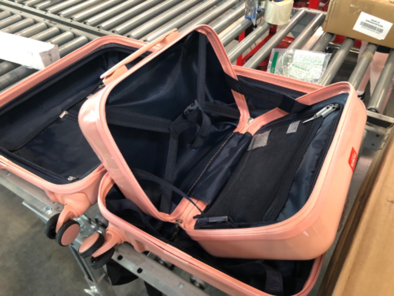 Photo 2 of Coolife Luggage Suitcase expandable (only 20”) ABS+PC Spinner suitcase with TSA Lock carry on 20 in sakura pink S(20in)_carry on