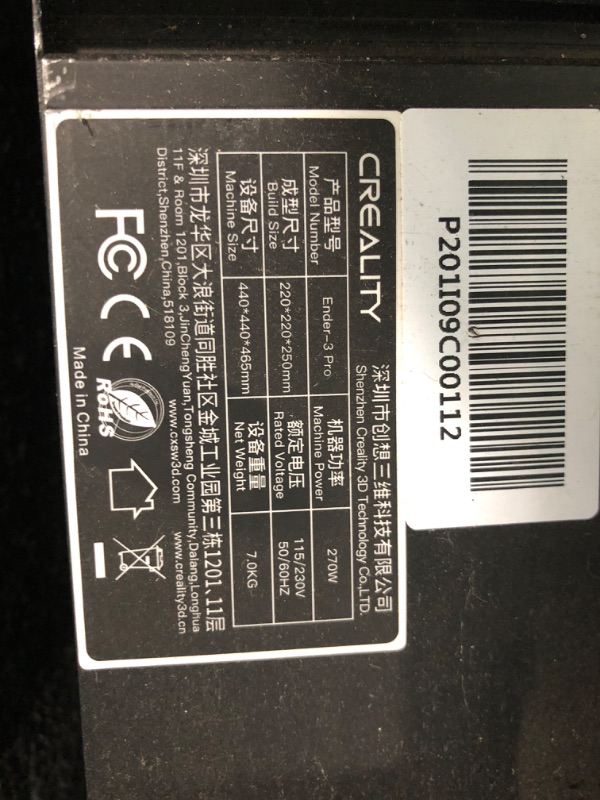 Photo 10 of Creality Ender 3- Pro 3D Printers with CR Touch Auto-Leveling High Precision Dual Z-axis Sprite Direct Dual-Gear Extruder Silent Plate FDM 3D Printer for Beginners Print Size  Black --- unable to test --- missing cord and had little damage --- PARTS ONLY 