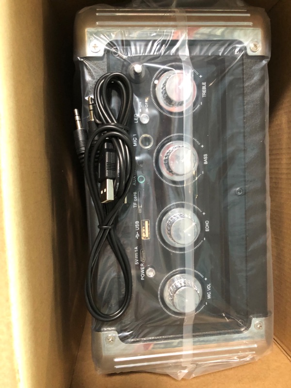 Photo 4 of JYX Karaoke Machine with 2 UHF Wireless Microphones, Bluetooth Speaker with Bass/Treble Adjustment and LED Light, PA System Support TWS, AUX in, FM, REC, Supply for Party/Adults/Kids - Black ---- FACTORY SEALED ---
