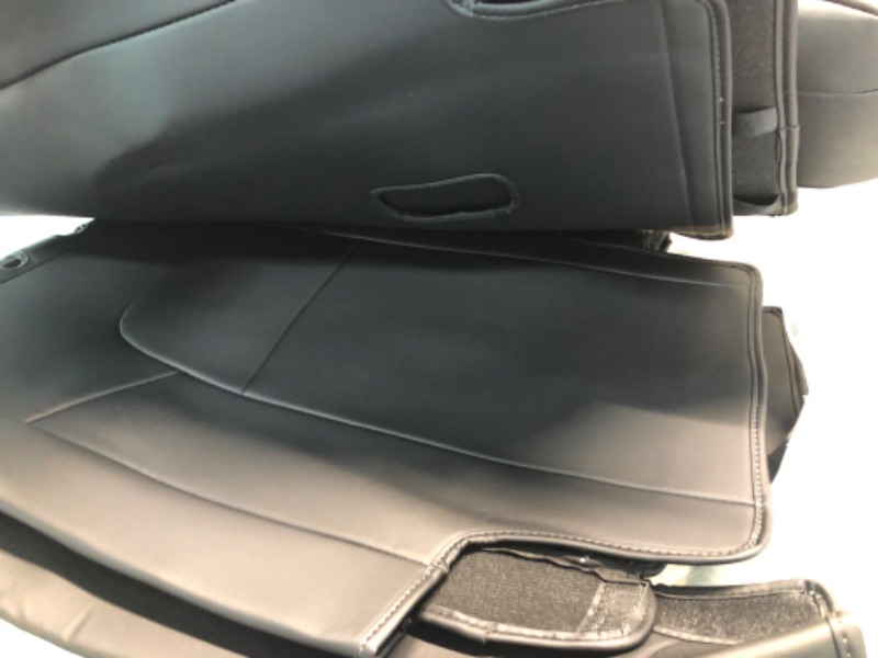 Photo 1 of Maysoo Tesla Model Y Seat Covers Nappa Leather Car Seat Covers, for Tesla Model Y 2023 2022-2020 5 Seat Black Car Seat Cover Car Interior Cover All Weather Protection(Black-----PASSENGER AND DRIVER ONLY ----