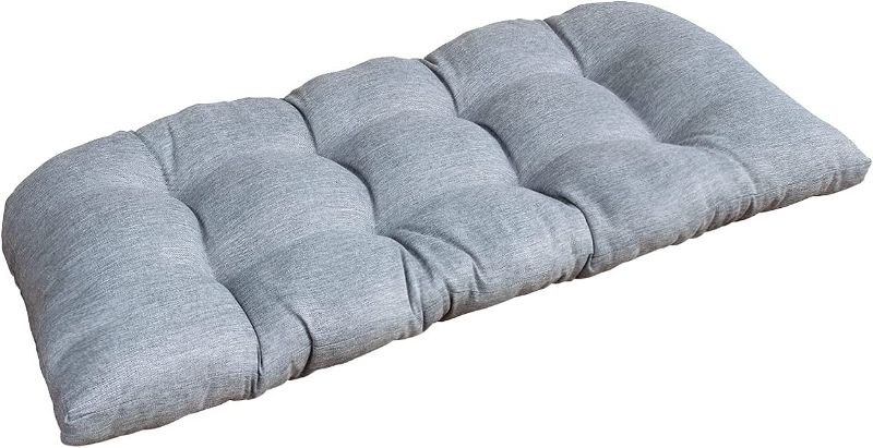 Photo 1 of BOSSIMA Indoor Outdoor Swing Bench Loveseat Cushion Tufted Patio Seating Cushions Light Grey
