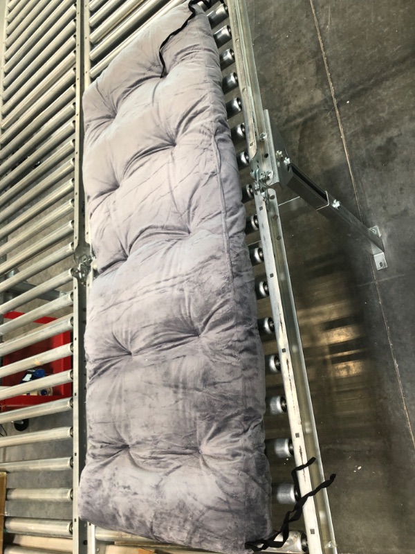 Photo 1 of BOSSIMA Indoor Outdoor Swing Bench Loveseat Cushion Tufted Patio Seating Cushions Light Grey
