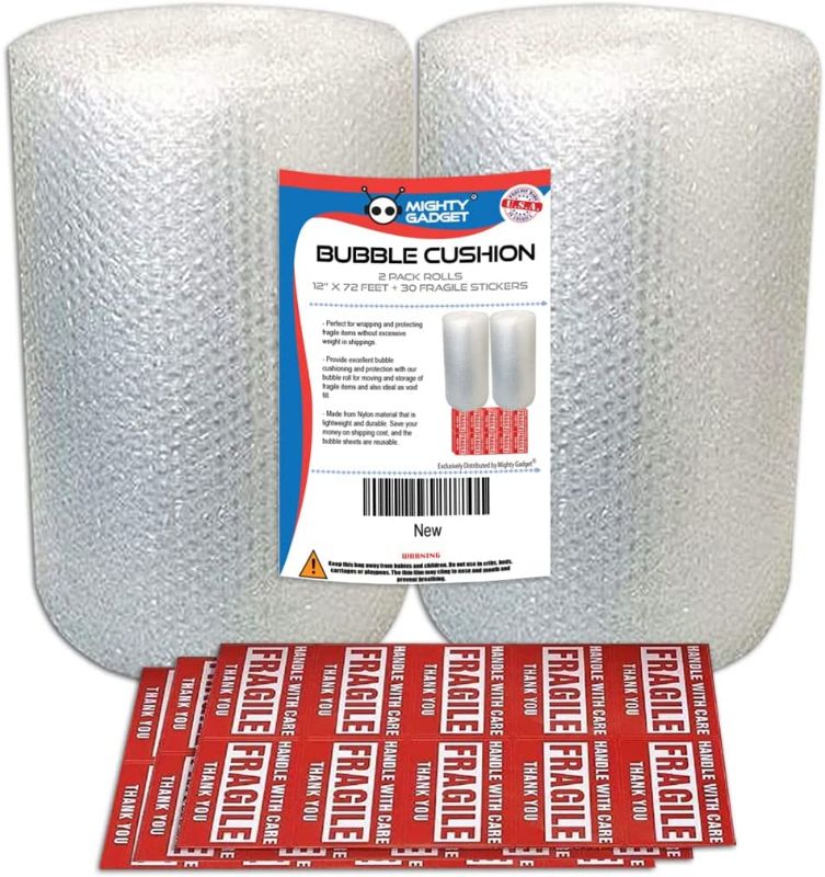 Photo 1 of 2-Pack Mighty Gadget Bubble Cushioning Wrap Rolls, Air Bubble, 12x 72 feet

