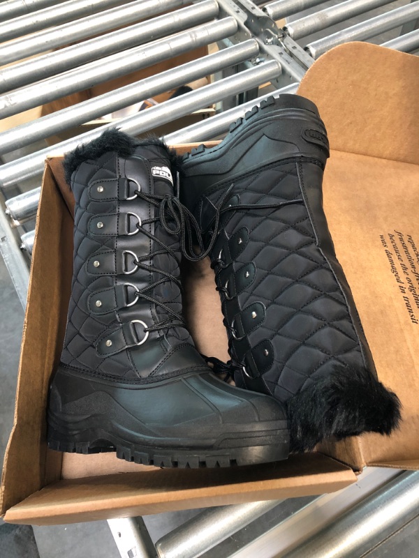Photo 1 of POLAR Womens Faux Fur Warm Thermal Waterproof Outdoor Walking Snow Winter Rubber Sole Calf Boots - Size 8