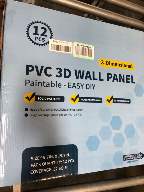 Photo 3 of Art3dwallpanels PVC 3D Wall Panel Diamond for Interior Wall Décor in Black, Wall Decor PVC Panel, 3D Textured Wall Panels, Pack of 12 Tiles
