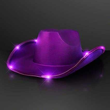 Photo 1 of FlashingBlinkyLights Shiny Light Up Purple Cowboy Hat
