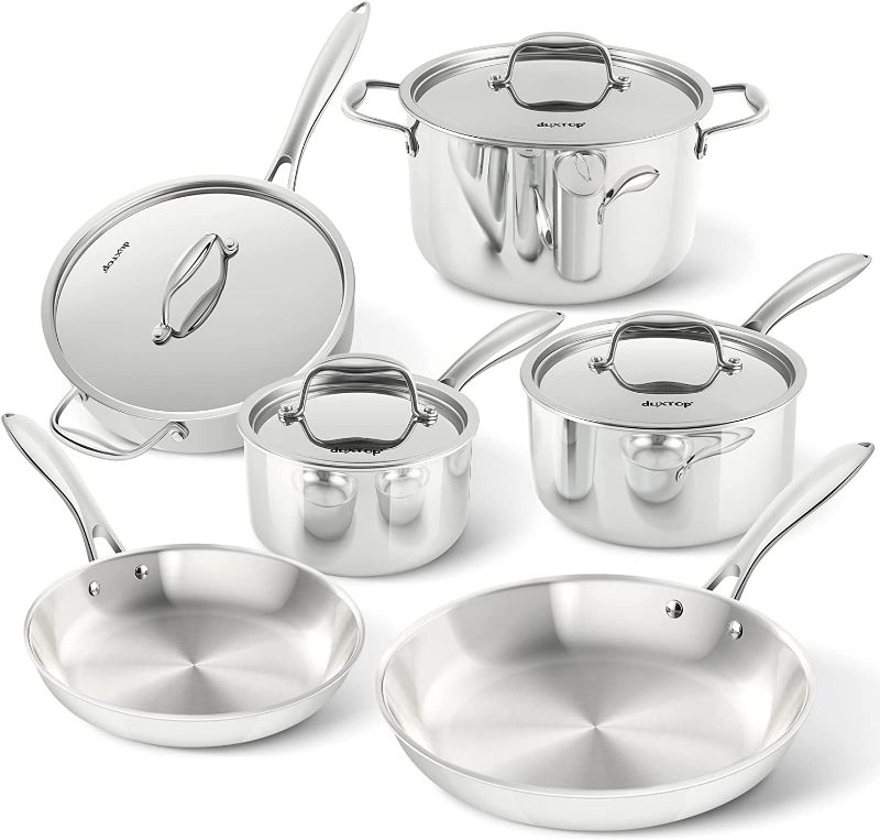 Photo 1 of Duxtop Whole-Clad Tri-Ply Stainless Steel Induction Cookware Set, 10PC Kitchen Pots and Pans Set
