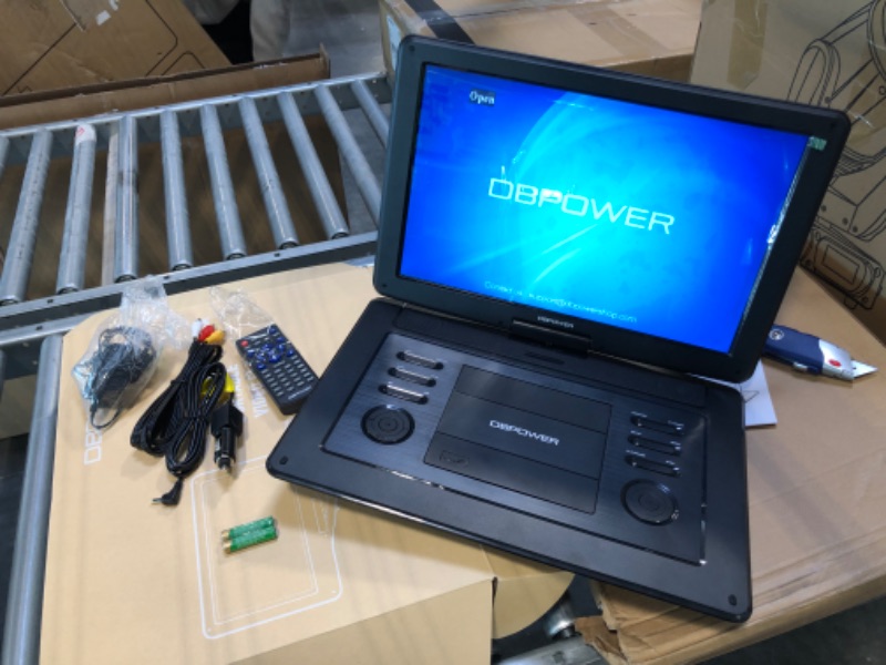Photo 1 of DBPOWER 17.9" Portable DVD Player with 15.6" Large HD Swivel Screen, 6 Hour Rechargeable Battery, Support USB/SD and Multiple Disc Formats, High Volume Speaker, Car Charger, Remote Control black