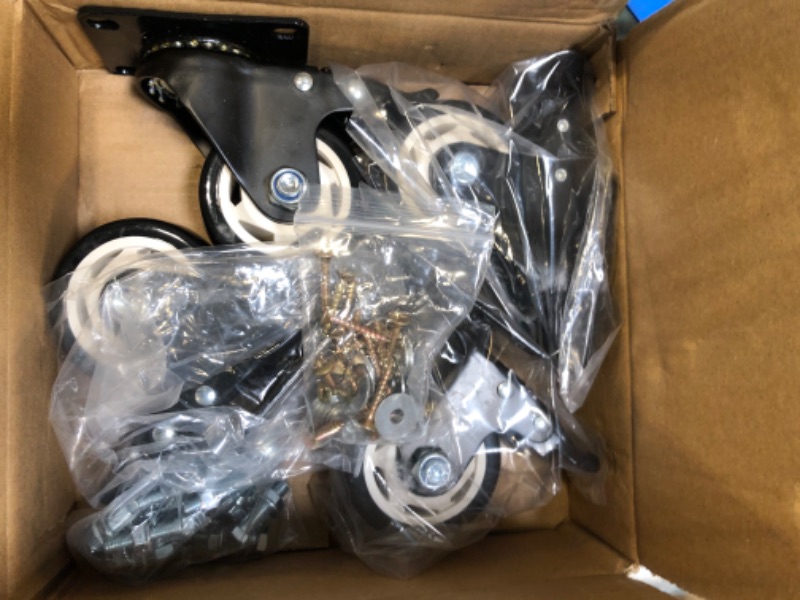 Photo 1 of Caster Wheels - 3 Inch Casters Set of 4 Heavy Duty, BOSGEOT Locking Industrial Casters with 360 Degree No Noise Polyurethane Wheels, Swivel Plate Casters with Brake - Pack of 4
