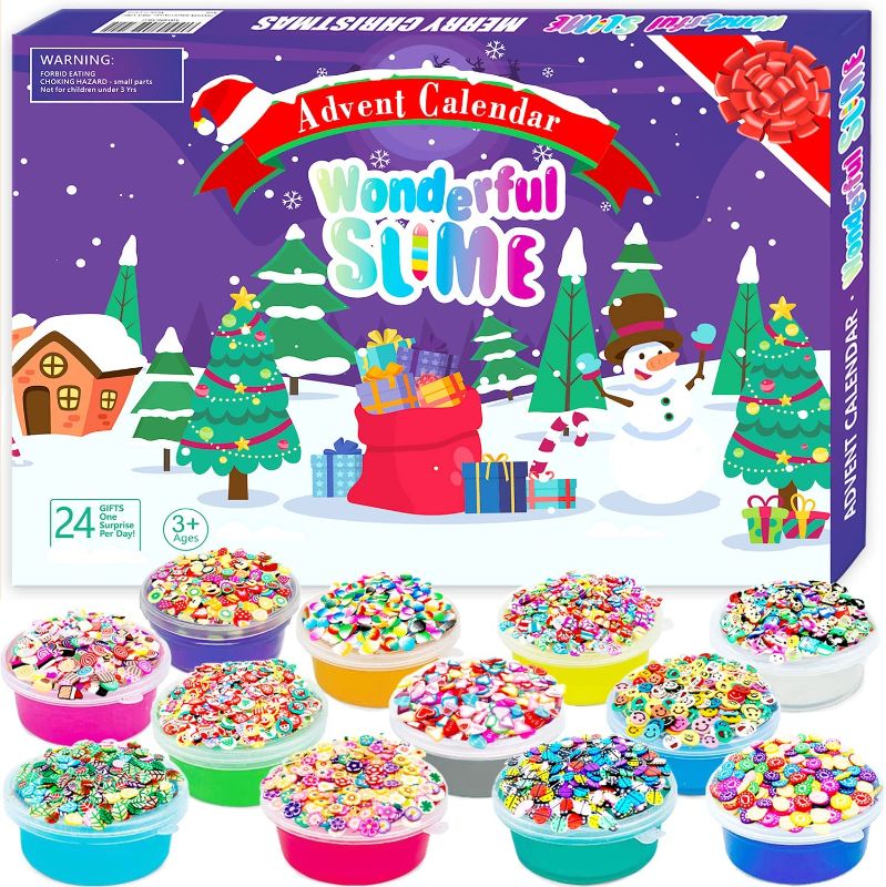 Photo 1 of PANSHAN Fidget Advent Calendar 2022 Crystal Slime Christmas Countdown Calendar Toys Holiday Set 24 Days Xmas Surprise Gift Toys for Kids Girls Boys Ages 3 4 5 6 7 8 9+
