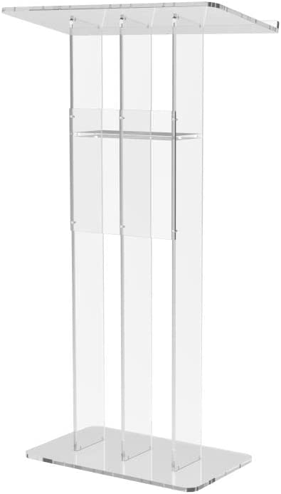 Photo 1 of FixtureDisplays® Clear Podium Plexiglass Lecturn Transparent Church Pulpit Event Wedding Debate Speech School Trinity Style Easy Assebmly Required 15411-NPF
