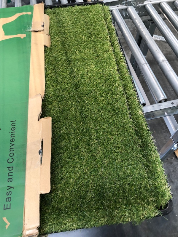 Photo 1 of LOOBANI Large Dog Grass Porch Potty Tray, Replacement Artificial Grass Puppy Training Pads, Washable Pee Pads, Portable Dog Potty for Indoor/Outdoor Use Pet Tray System 35" x 23"