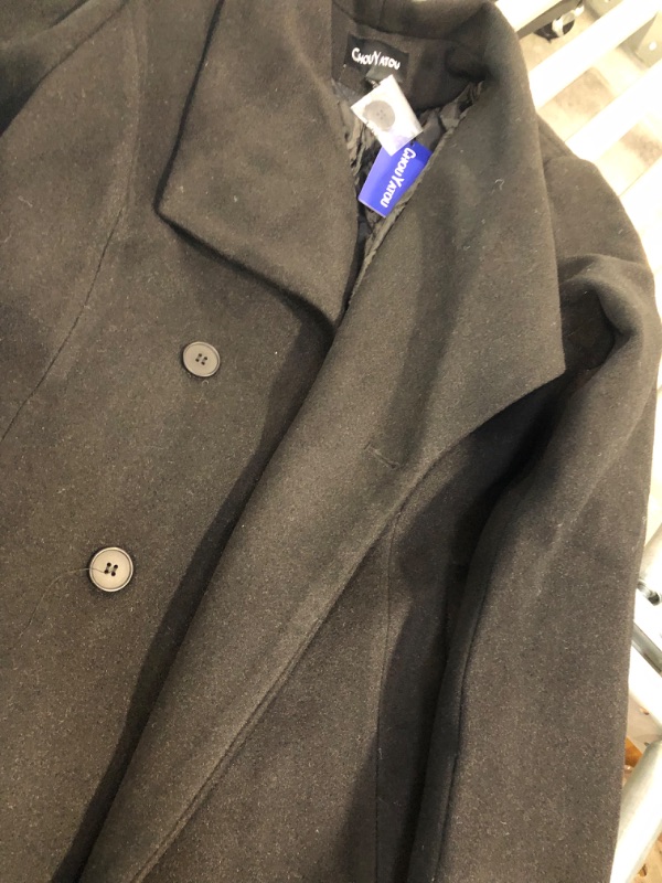 Photo 1 of chouyatou Women's Basic Essential Double Breasted Mid-Long Wool Blend Pea Coat SIZE XL
