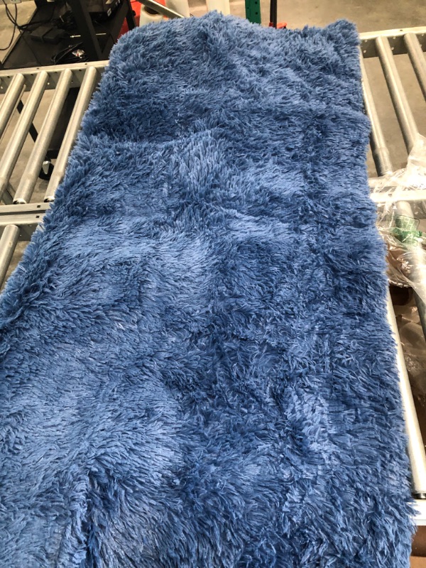 Photo 1 of  Super Soft Shaggy Rug Fluffy Bedroom Carpets, 4x6 Feet Navy Blue, Modern Indoor Fuzzy Plush Area Rugs for Living Room Dorm Home Decorative
