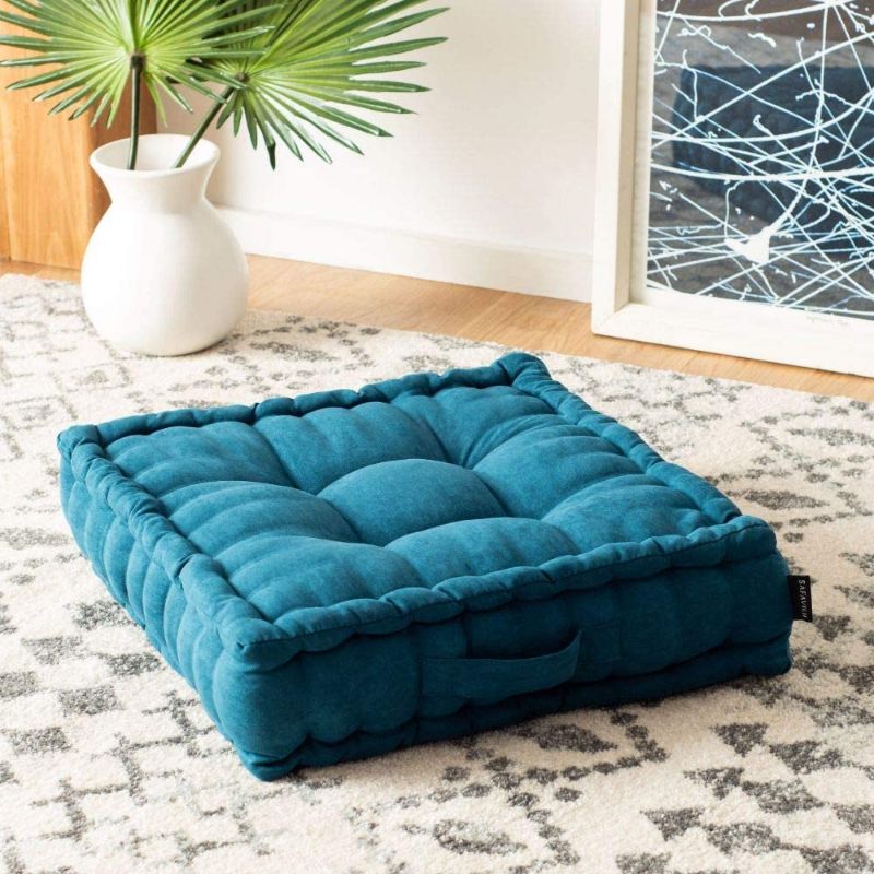 Photo 1 of Safavieh Gardenia Glam 18-inch Dark Turquoise Velvet Square Floor Pillow, 
