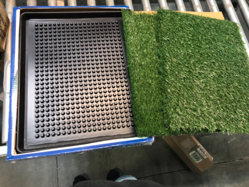 Photo 2 of LOOBANI Dog Indoor Potty Systems, Dog Grass Pad with Tray for Puppy Training, with 2 Packs Replacement Grass Pee Pad, Dog Turf Potty for Outdoor or Apartment 16 x 20