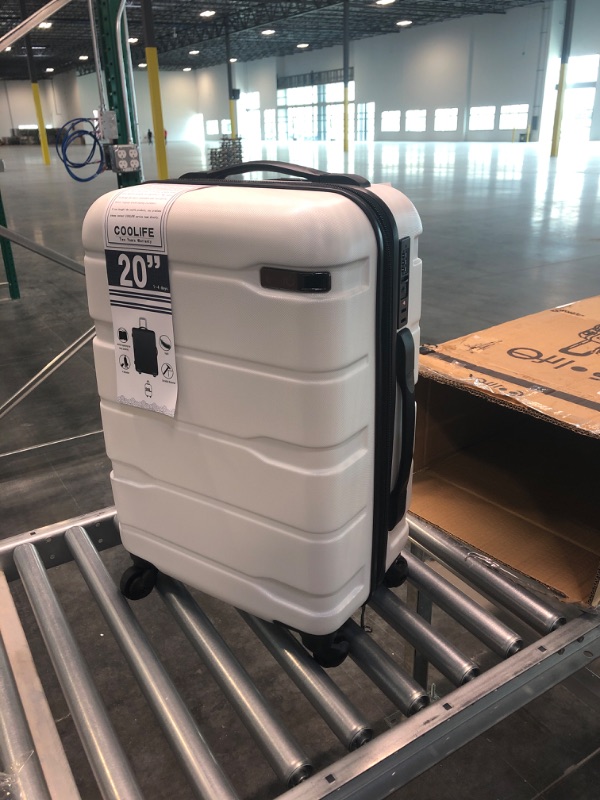 Photo 2 of Coolife Luggage Expandable(only 28") Suitcase PC+ABS Spinner Built-In TSA lock 20in 24in 28in Carry on white S(20in_carry on)