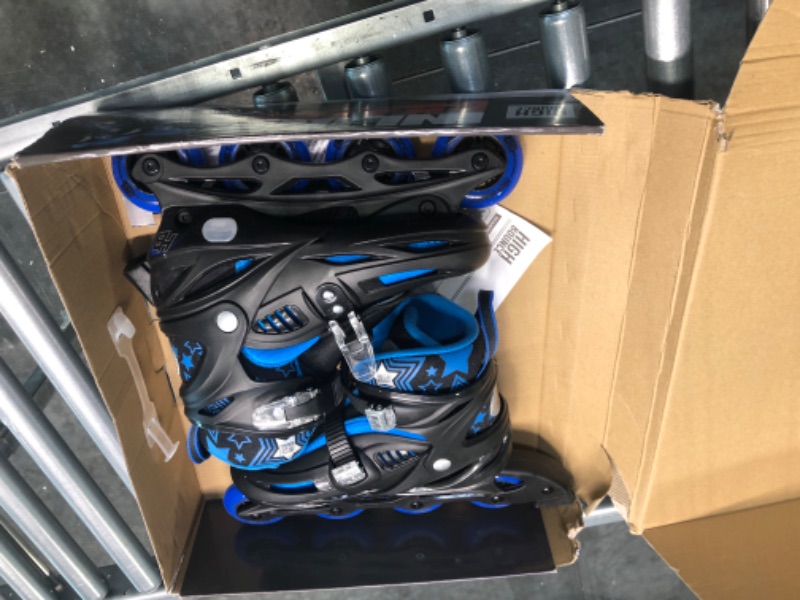 Photo 1 of High Bounce Adjustable Inline Skate for Adults and Kids Lightweight Skates with Smooth Gel Wheels Blue Large (1.5-4.5) - Big Kid