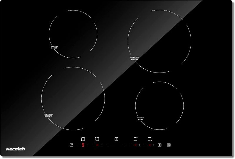 Photo 1 of Induction Cooktop 30 Inch, Weceleh Electric Stove Top 4 Burner 7000W, Built-in Induction Stove Top 220-240V, Electric Cooktop with 9 Power Levels (NO PLUG), Timer & Kid Safety Lock, Boost