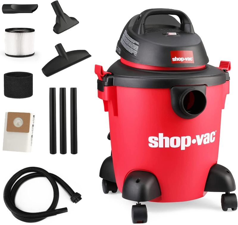 Photo 1 of Shop-Vac 5 Gallon 2.0 Peak HP Wet/Dry Vacuum, Portable Heavy-Duty Shop Vacuum 3 in 1 Function with Attachments for House, Garage, Car & Workshop, 5971536