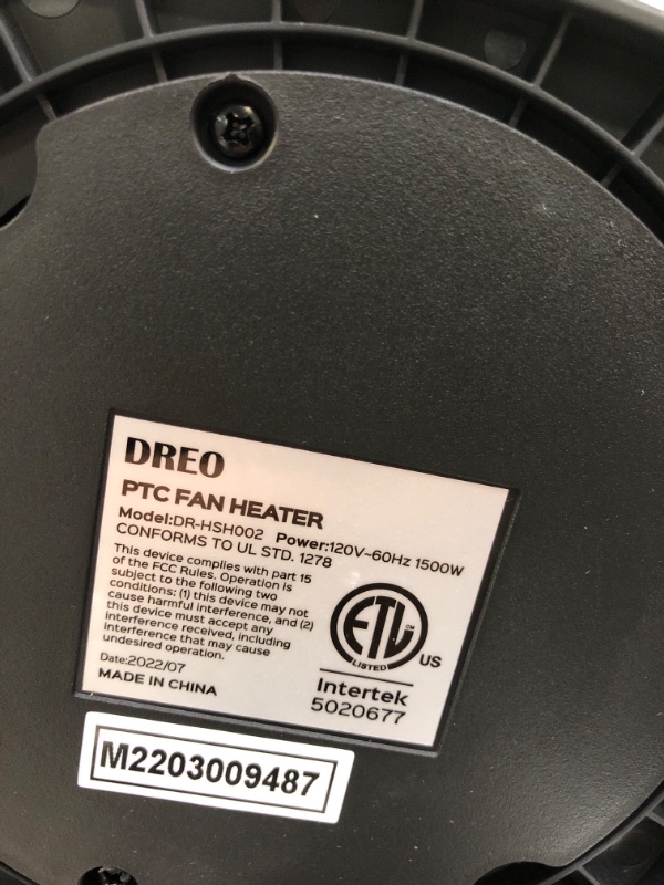 Photo 2 of Dreo Space Heaters for Indoor Use, 1500W Fast Heating Ceramic Electric & Portable Heaters with Thermostat, 70° Oscillating with Tip-over & Overheat Protection, Remote, 12H Timer, for Office Bedroom