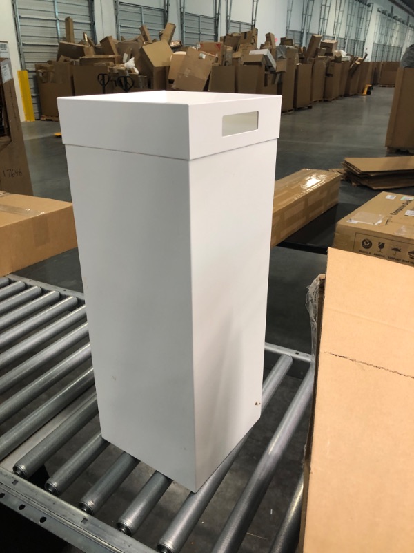 Photo 2 of Safco Products Open Top Trash Receptacle with Liner 9921WH, White, 14 Gallon Capacity, Hands-Free Disposal, Modern Styling 14 Gallon White