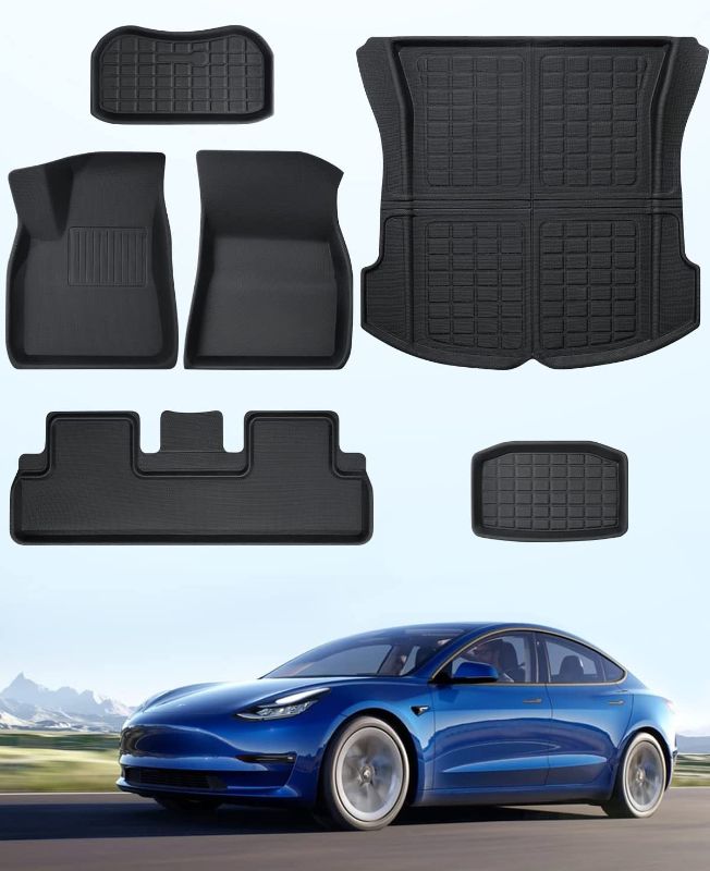 Photo 1 of Tesla Model 3 Floor Mats 2023 2022 2021, Tesla Model 3 All Weather Floor Liners
