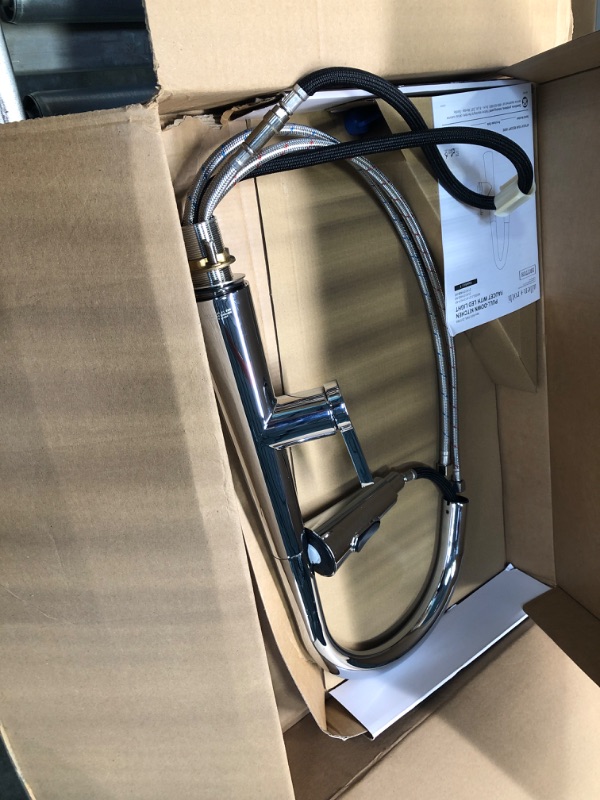Photo 1 of Allen + roth Bryton Chrome 1-Handle Deck-Mount Pull-Down Handle Kitchen Faucet (Deck Plate Included)
