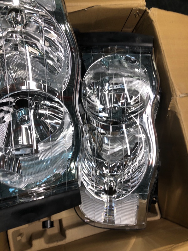 Photo 1 of PIT66 Headlights, Compatible with 02-05 Dodge Ram 1500/03-05 Dodge Ram 2500 3500 Headlamp Assembly Accessories Left and Right Replacement Part Clear lens Chrome Housing Clear Reflector